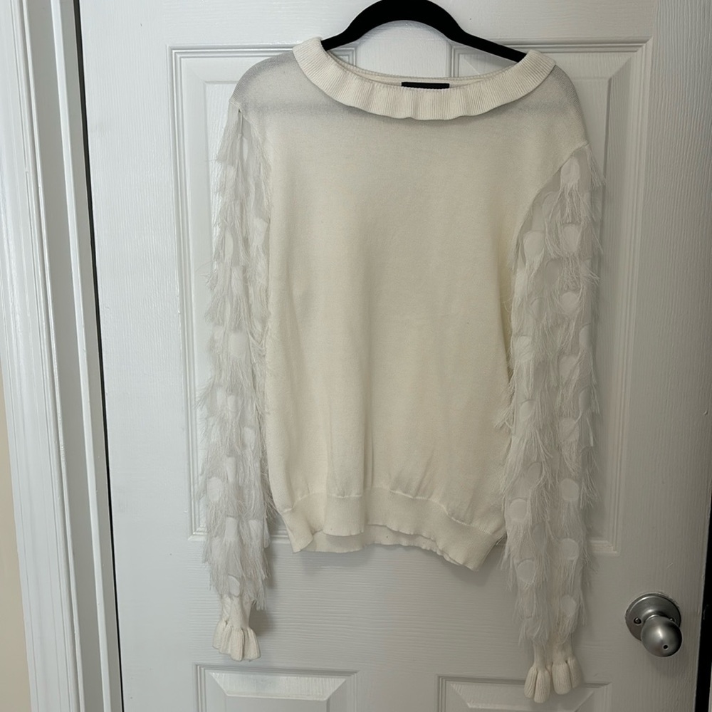 ASOS white ruffle sweater